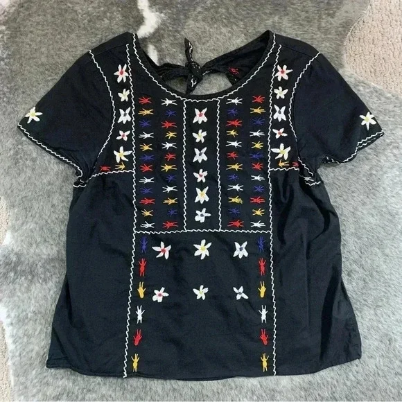 Madewell Embroidered Tie Back Cut Out Top - Picture 5 of 12